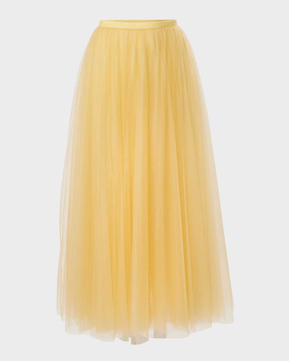 High-Waist Tulle Midi Skirt